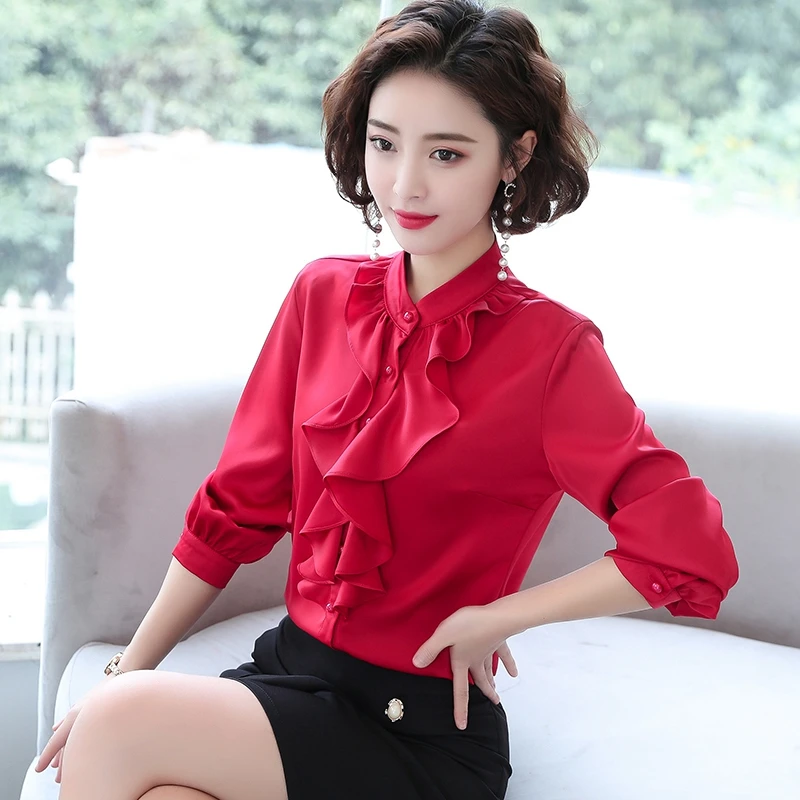 Long Sleeve Shirt for Women, Long Sleeve Blouse, Satin Tops, Fall