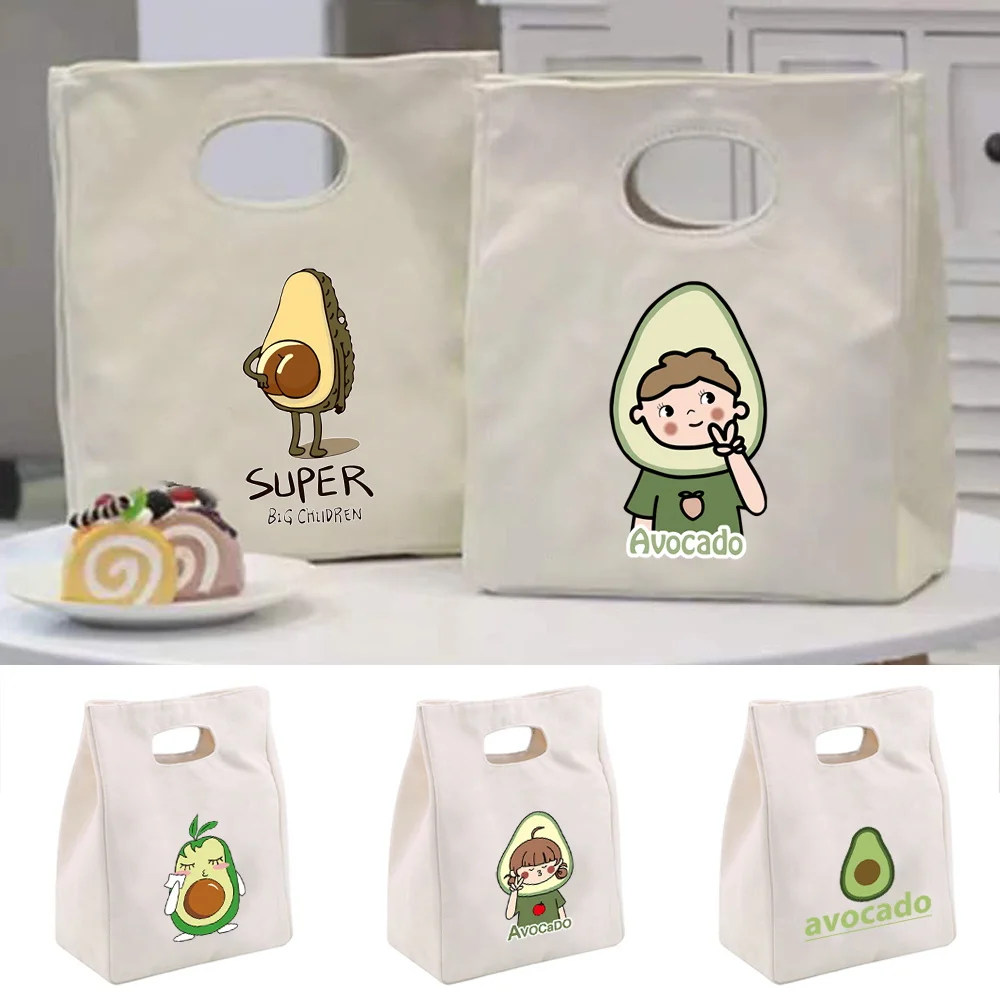 

Portable Lunch Bags Avocado Bento Pouch Container Food Storage Bag Insulated Cold Simplicity Thermal Kids Women Picnic Handbag