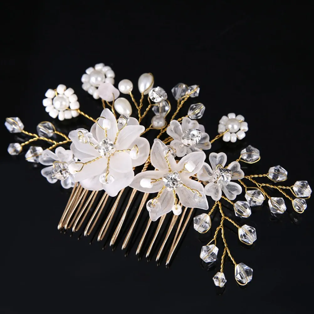 

6Pcs Pearl Crystal Hair Side Combs Floral Bridal Wedding Headpieces Elegant Hair Accessories for Bride Special Occasions