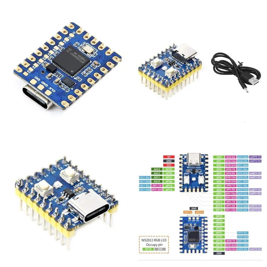 

Плата управления мультипроцессором Y1UB RP2350 с поддержкой настраиваемых периферийных устройств, возможностью подключения