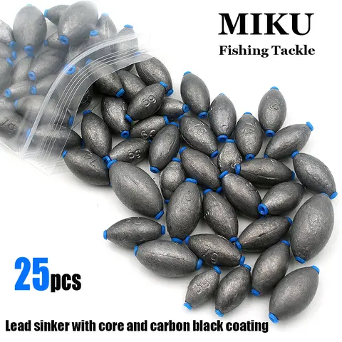 25pcs carbon black egg pendant, carbon black water immersion stealth + plastic core, competitive fishing set lead pendant