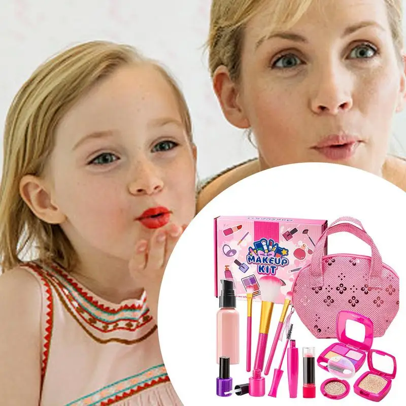 Juego de maquillaje de juguete para niños pequeños, juego de simulación, juguetes cosméticos para niños pequeños, kits de cosméticos para niñas pequeñas con juego de maquillaje falso para niños