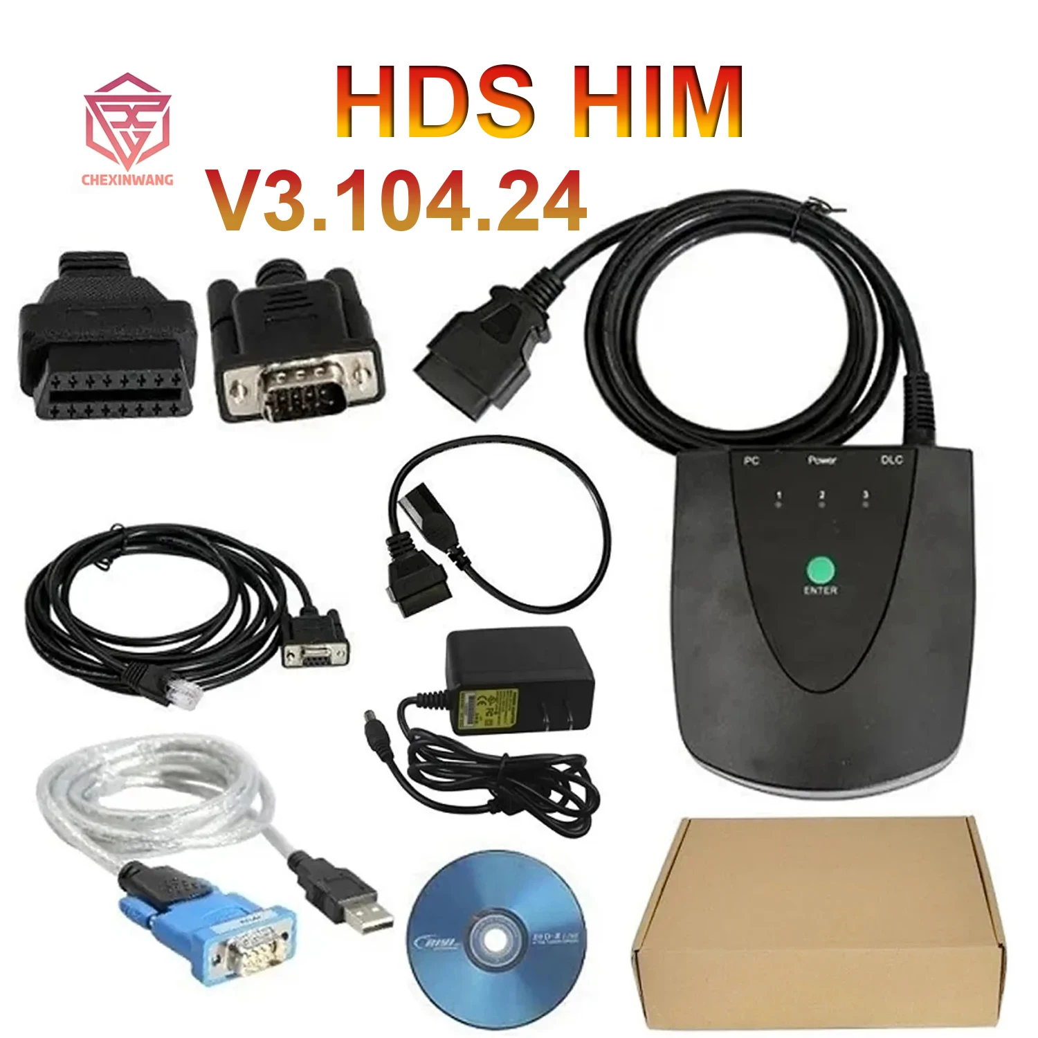 HDS V3.104.24 for Honda HDS HIM Diagnostic Tool with Double PC Board for for Honda From 1992-2021 with USB1.1 To RS232 Cable