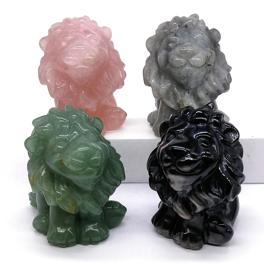 

1 шт. Натуральная хрустальная статуэтка льва, ручная резьба, целебный камень, фигурка животного, украшение для дома, подарок