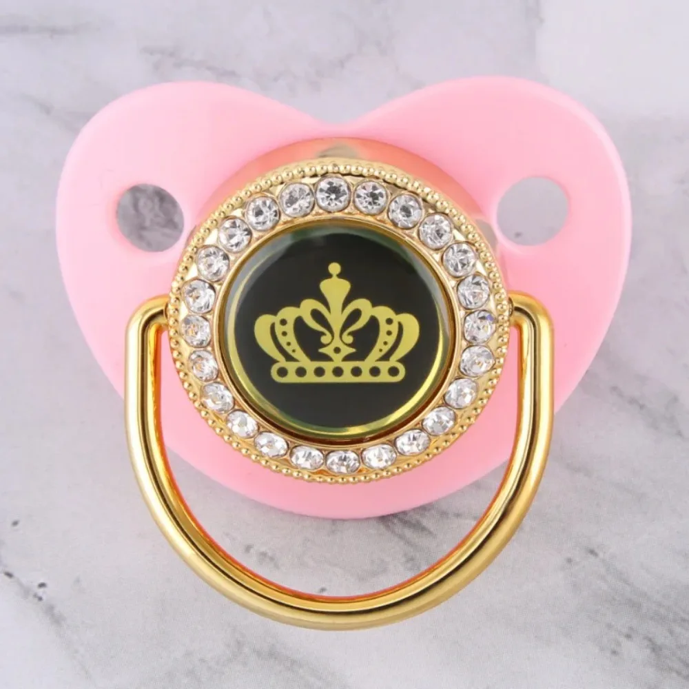 Luxury Crown Baby Pacifier with Cover Bling Pacifiers Silicone Newborn Infant Nipple Newborn Dummy Soother Baby Gifts BPA Free