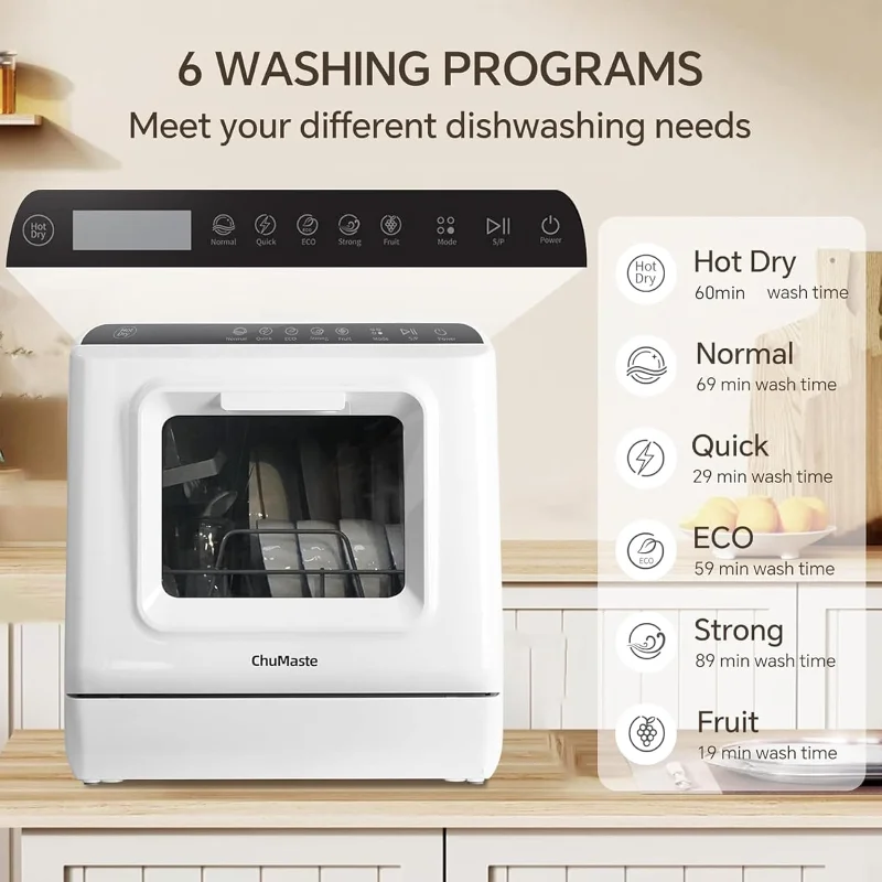 Tabletop Dishwasher Countertop Dishwasher With Water Tank, Portable Dishwasher Countertop With 6 Wash Programs  .used