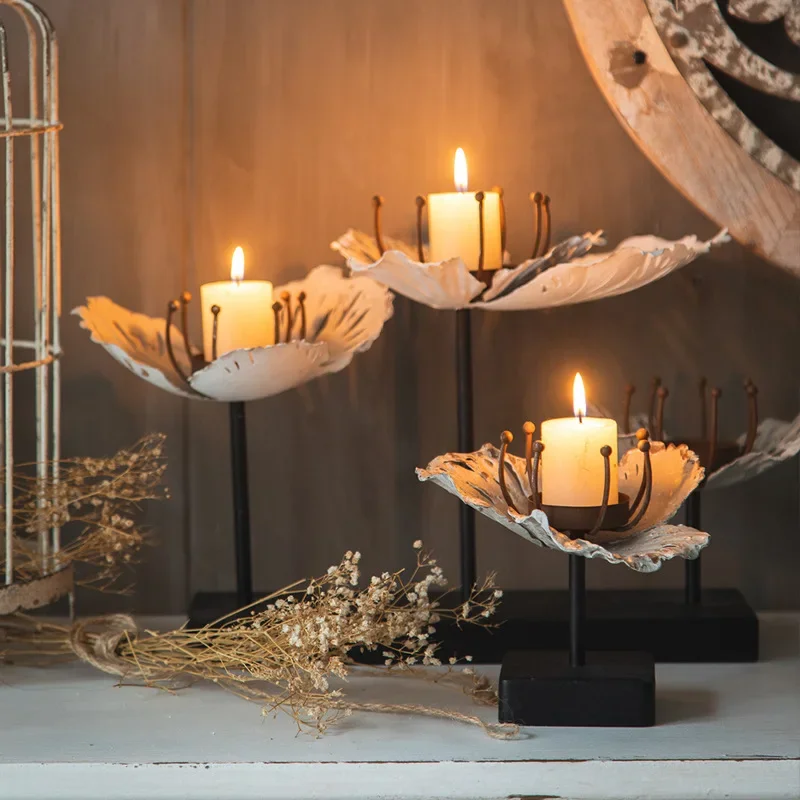 American vintage candlesticks, iron wrought distressed accessories, homestay hotel living room decorations, wedding photography