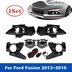 1Set Car Front Bumper Replacement Fog Lamp Assembly Upgrade Kit For Ford Fusion 2013 2014 2015 2016 With Bulbs & Bezel Brackets