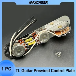 Blade Switch/500K Brass Shaft Pots Vintage Prewired Control Plate Harness for TL Electric Guitar with Waxed Cloth Wire