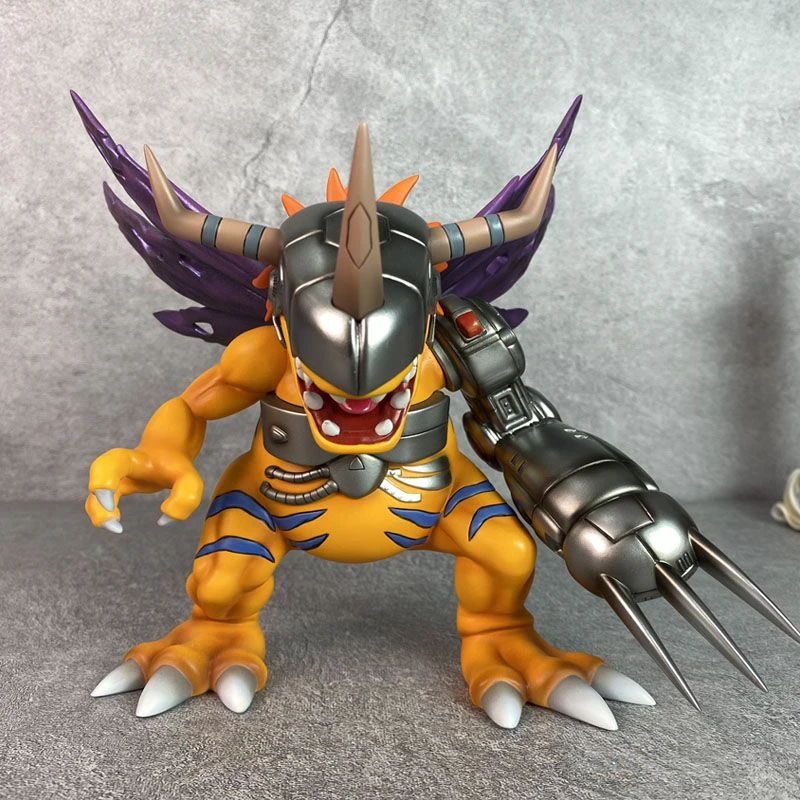 Figura de acción de Metal Greymon de 18cm, figuras de monstruos digitales de Anime Gk, modelo mundial Digital, colección de adornos, regalos, juguetes para niños