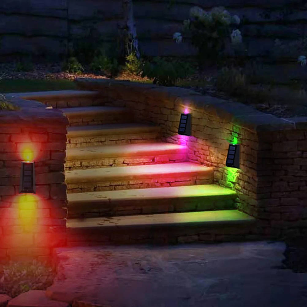 

2Pcs Solar Wall Lights Outdoor IP65 Waterproof LED Sunlight Lamp Black Garden Fence Stair Lighting Replacement