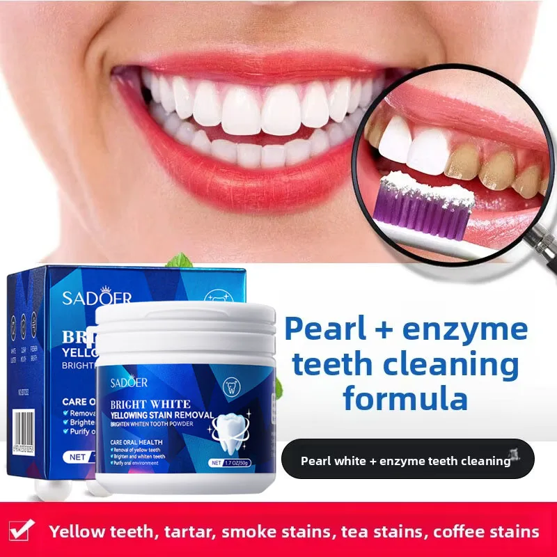 Teeth Whitening Powder Bleaching Yellow Teeth Remove Stain Plaque Improve Oral Smell Baking Soda Dental Color Correcting Powder