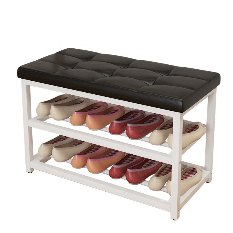 

Modern Shoe Rack Storage With Soft Cushion Shoe Bench Stool