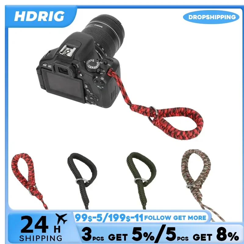 HDRIG Camera Strap Wrist Strap Anti-lost Adjustable Hand Grip Paracord Braided Wristband For Sony Nikon Panasonic Camera Belt