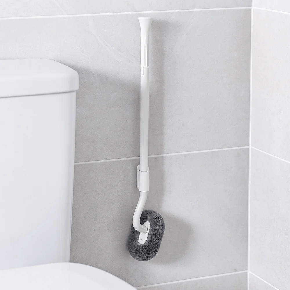 

Cleaning Tool S-Shaped Wall Mounted Toilet Brush Carbon Steel Hygienic Long Handle Toilet Brush No Punching Toilet Scrubber Home