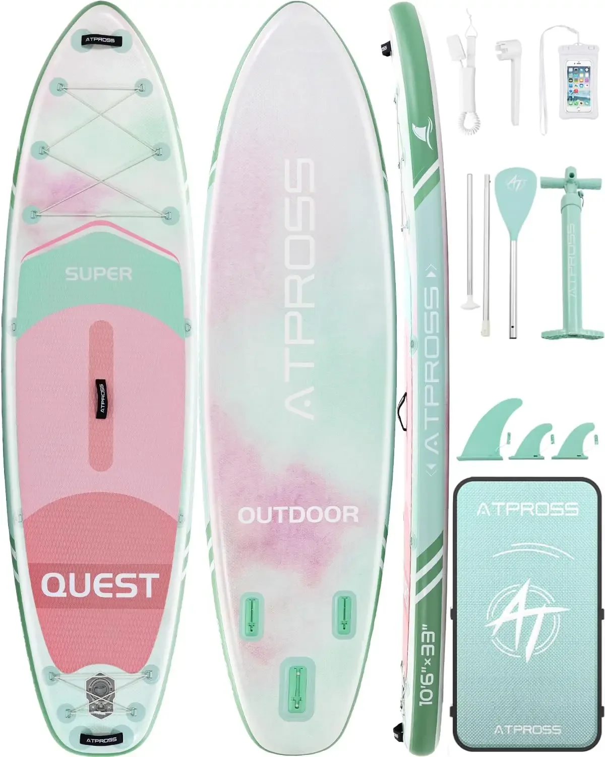 Extra Wide Inflatable Stand Up Paddle Board With Kayak Seat And Premium Accessories Kit