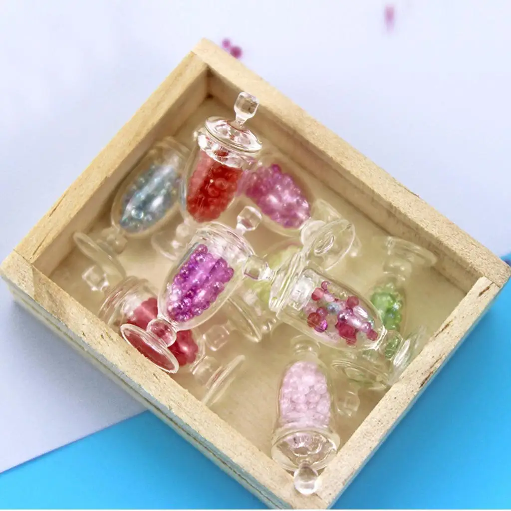 Miniaturowe słoiczki na żywność, plastikowe pojemniki na słodycze do domku dla lalek, akcesoria do mini kuchni, realistyczny mini zestaw zabawek