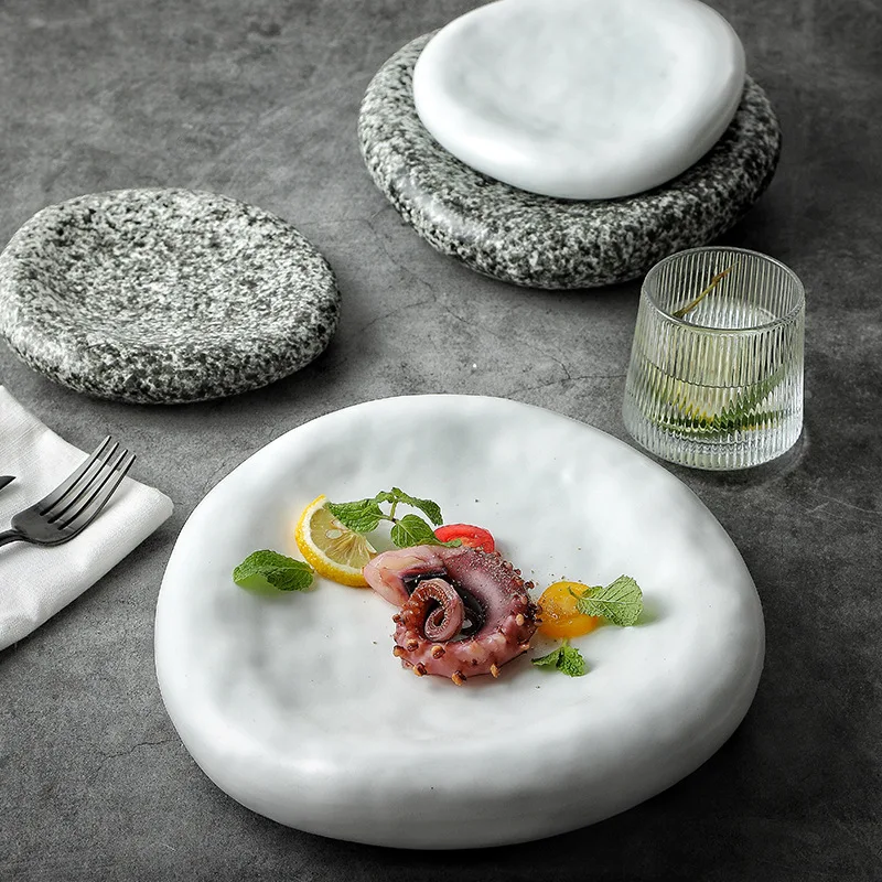 Irregular Ceramic Plate Japanese Creative Sashimi Plate Household Plate Dessert Bowl Restaurant Steak Japanese Sushi