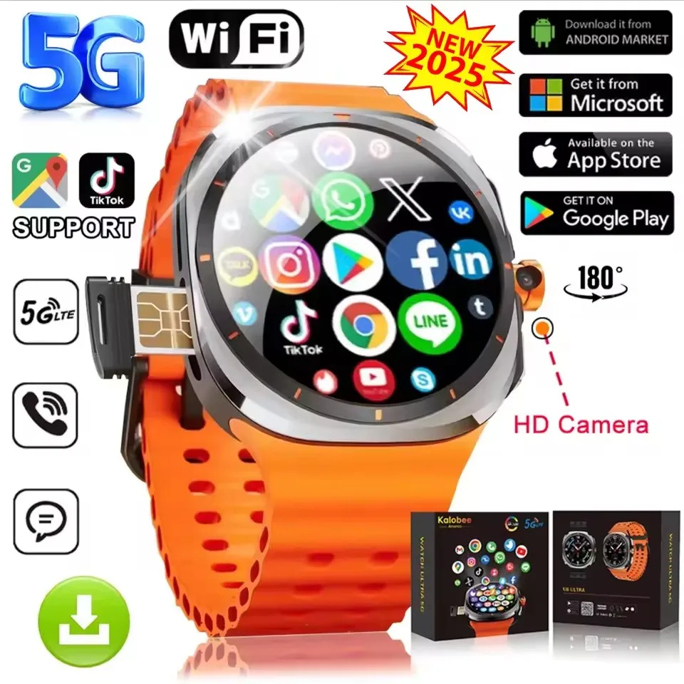 

2025 New Watch Galaxy 7 Ultra Smart Watch Video Call 4G/5G SIM Card Smartwatch GPS WIFI Rotary Camera Global Call Watch 1500mAh