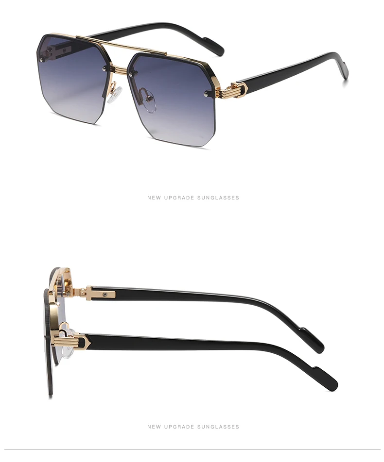 Herren Metall-Sonnenbrille Quadratischer Halbrahmen mit Ziernieten Lässiger Trend Persönlichkeit Retro Mode Outdoor-Sport-Brille – Detail 8