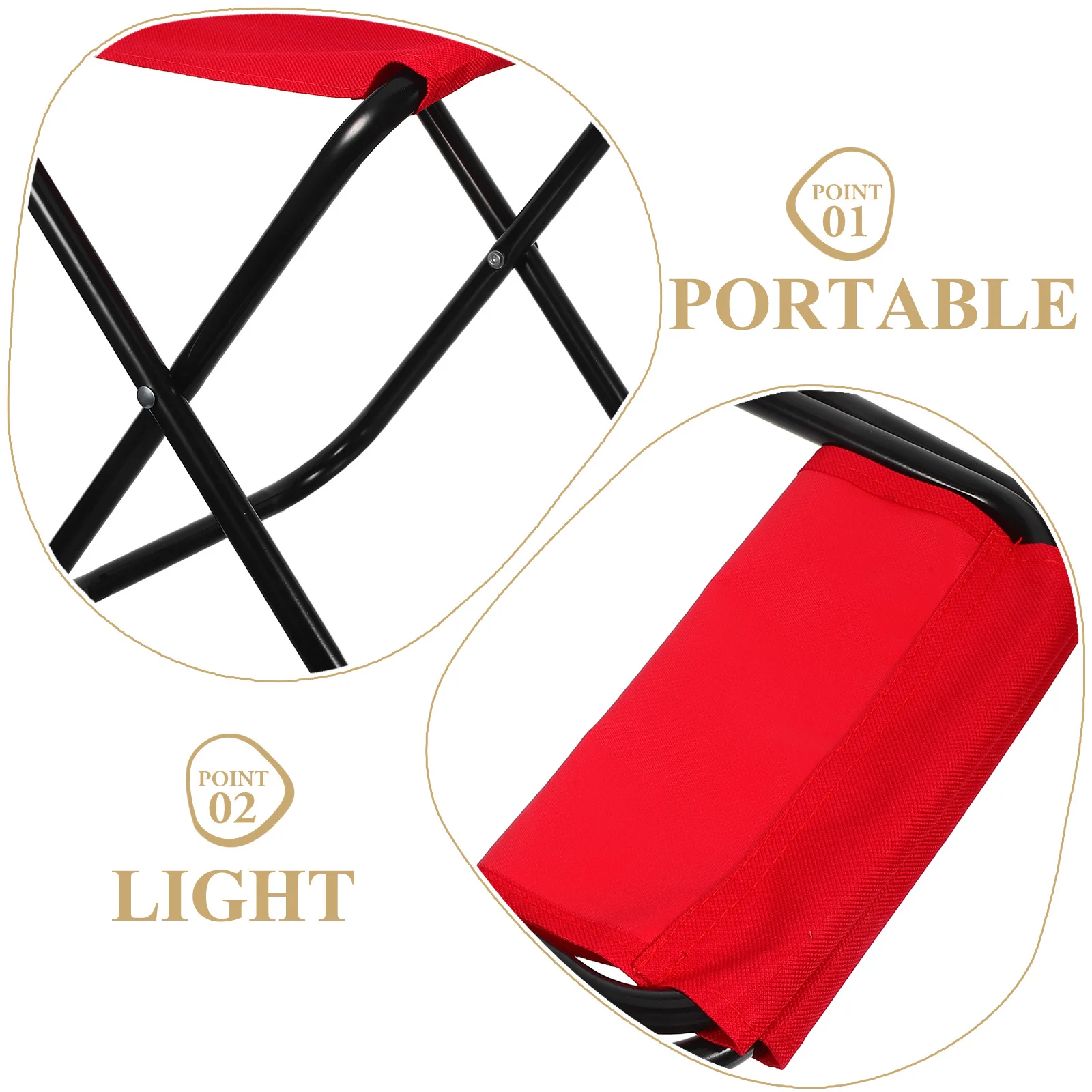 كرسي محمول قابل للطي خفيف الوزن للاستعمال الخارجي للتخييم على الشاطئ والصيد والنزهات والشواء مقعد صغير قابل للطي بإطار فولاذي عالي التحمل