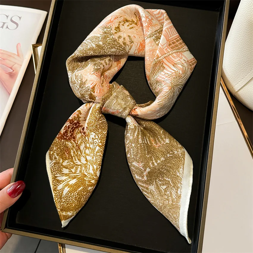 

70*70 см Роскошный дизайн квадратный шарф для волос для женщин хиджаб маленький галстук на шею платок на запястье женская повязка на голову платок