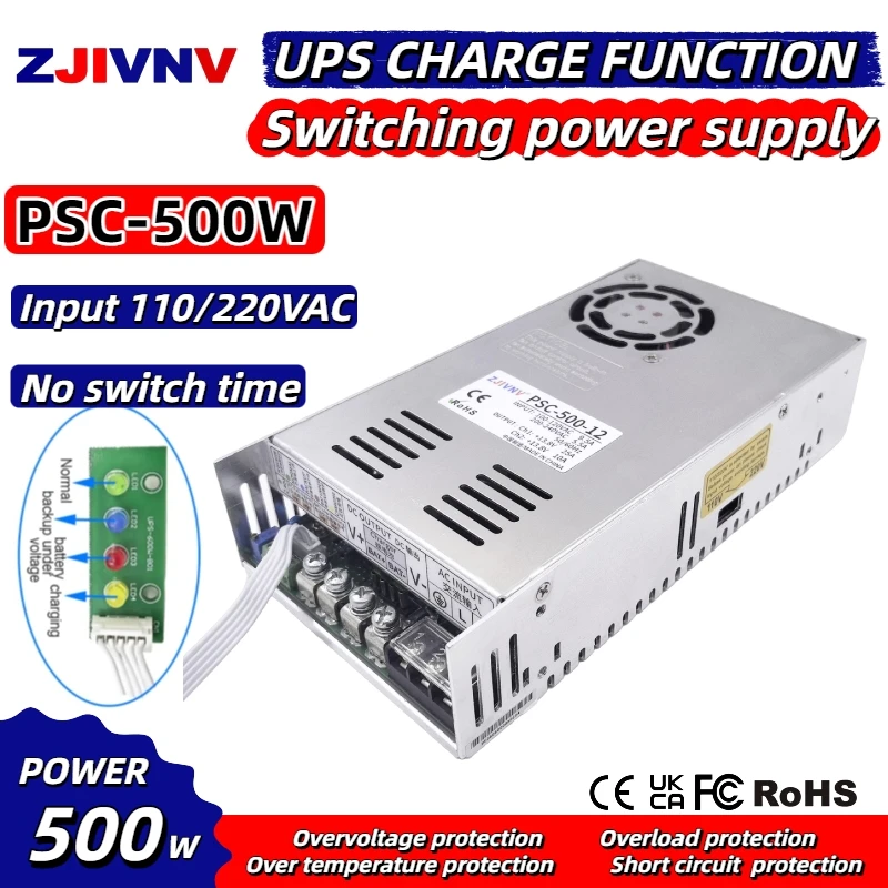 New 500w 12/24v UPS/Charge function monitor switching power supply input 110/220v battery charger output 13.8V 27.6V 10A 5A PSC