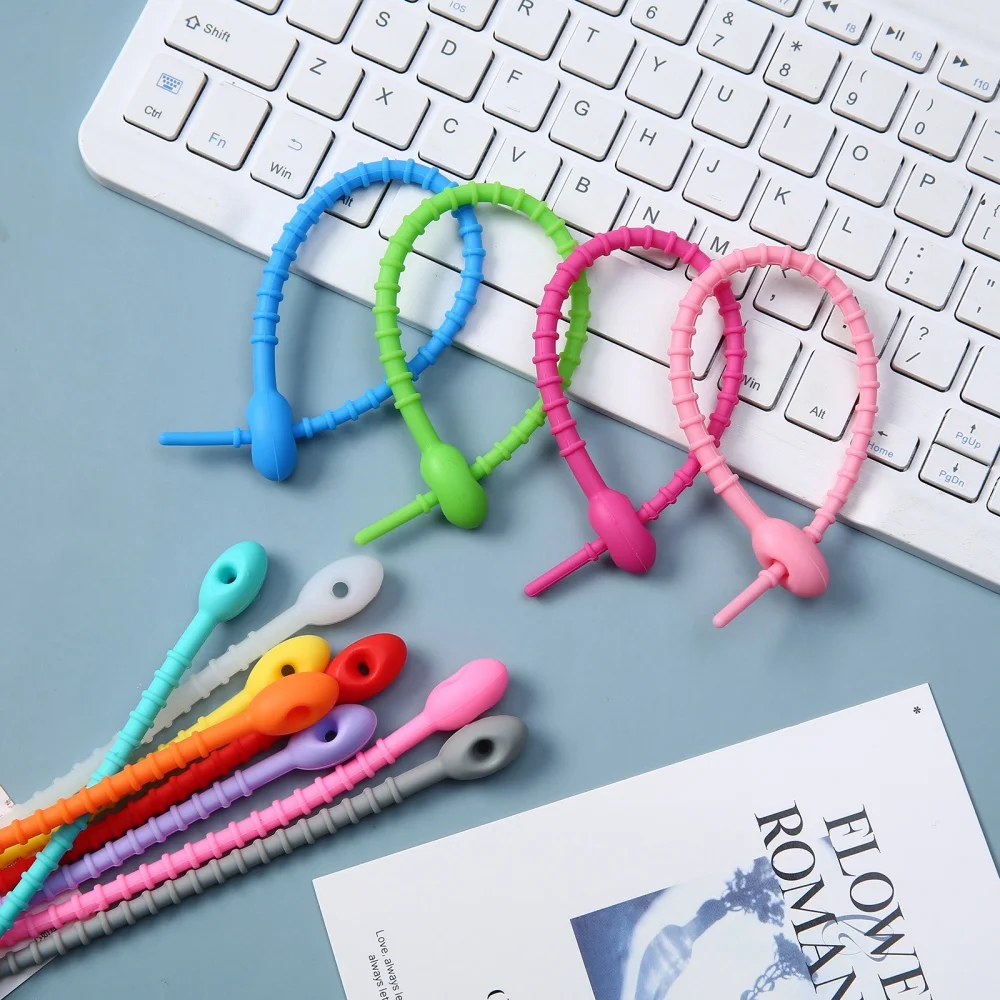 1/5/10/20pcs KeyChain Tag Rope Silicone rubber Wire Cable Loop Screw Lock Gadget Ring Key Holder Keyring DIY Handmade Finding