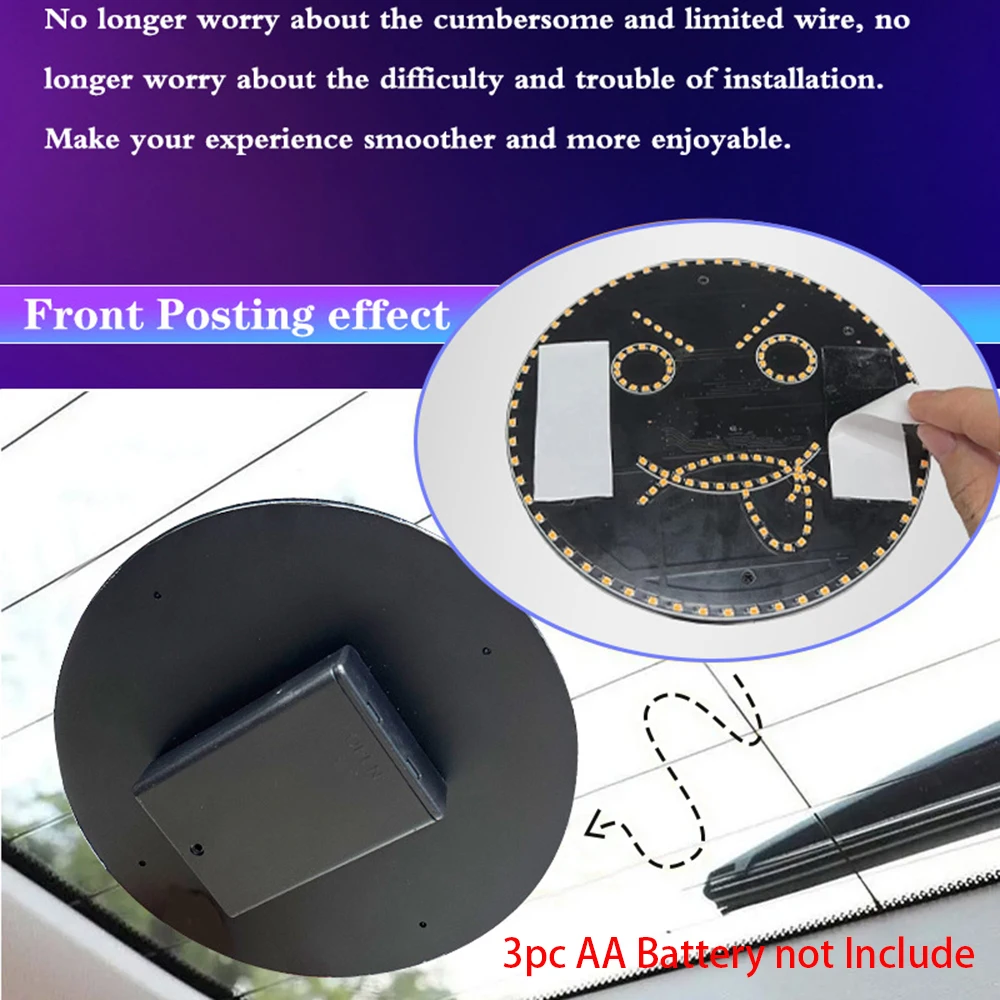 Dynamic Remote Smart LED Five Emotion Switch LED Light Car Screen Waring Lamp Auto SUV Display On Interior Rear Winshield Fun