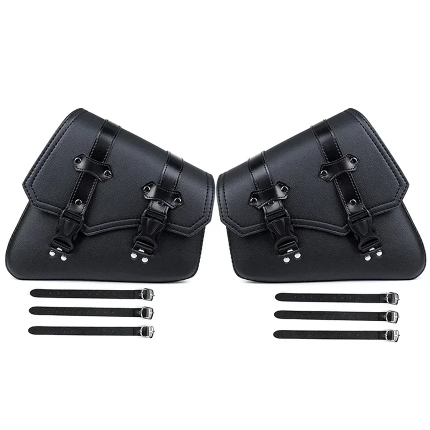 

Saddle Bag Pouch Motorcycle Accessories Universal Motorcycle Saddlebags Side Tool Bag Black PU Leather Luggage