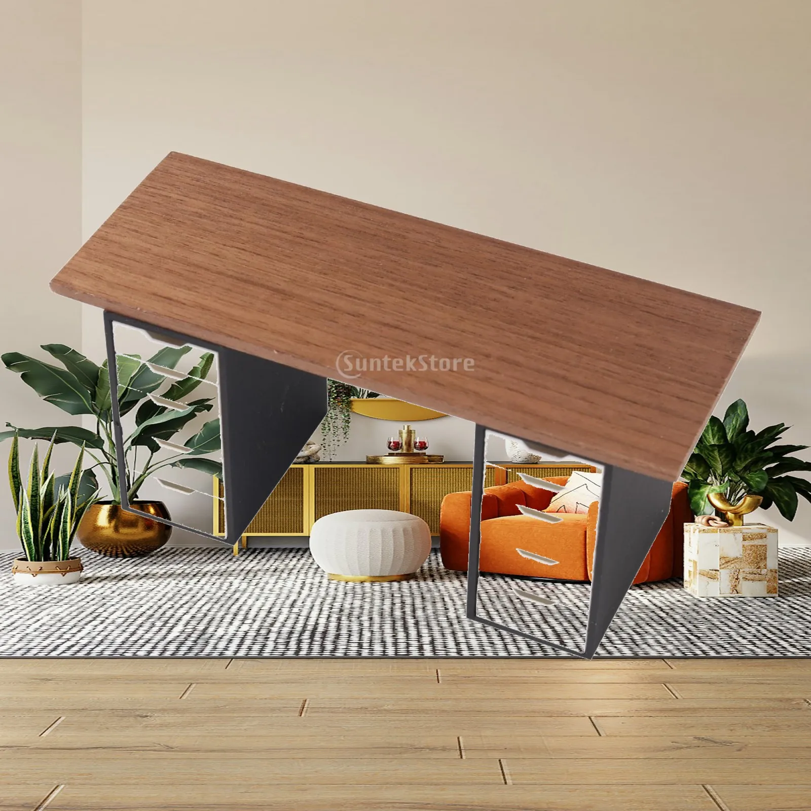 Miniature Office Desk Authentic Dollhouse Office Desk Furniture Retro Lightweight for Model Room
