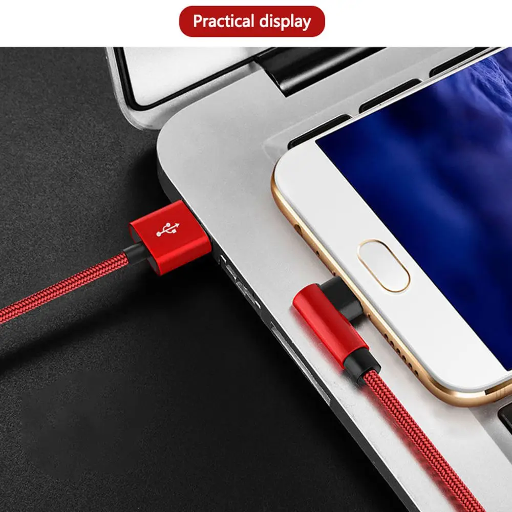 Laptop Data Line 6A PD 66W Fast Charging Right Angle USB A to USB Type C Cable