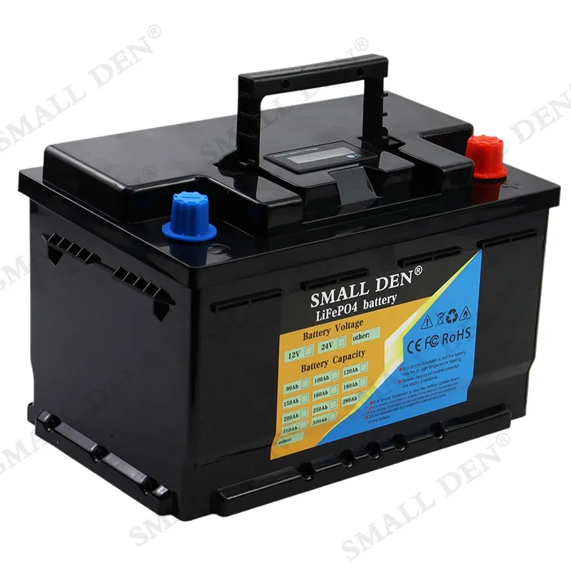 12V 60Ah LiFePO4 Battery Automatic car starter power supply Portable rechargeable High power 12.8v Car lighter Solar RV battery