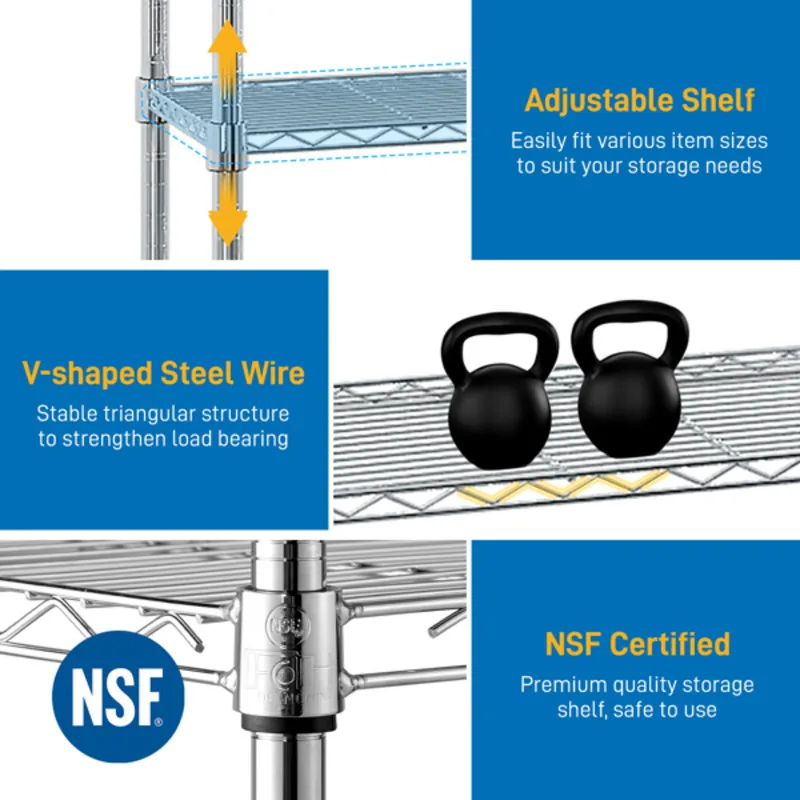 رف تخزين معدني مكون من 5 طبقات بدون عجلات، بناء متعدد الطبقات يستوعب العناصر بأحجام مختلفة وأشكال رائعة