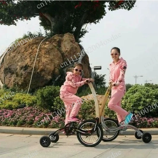 Standing riding three-wheeled folding sports car niche commuting half bicycle trunk adaptation