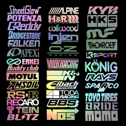 Random 12pcs JDM Racing Sponsor Decals Set Reflective Car Stickers
