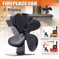 4 Blade Fireplace Fan Heat Powered Stove Fan Log Wood Burner Eco Friendly Quiet Winter Warm Home Efficient Heat Distribution