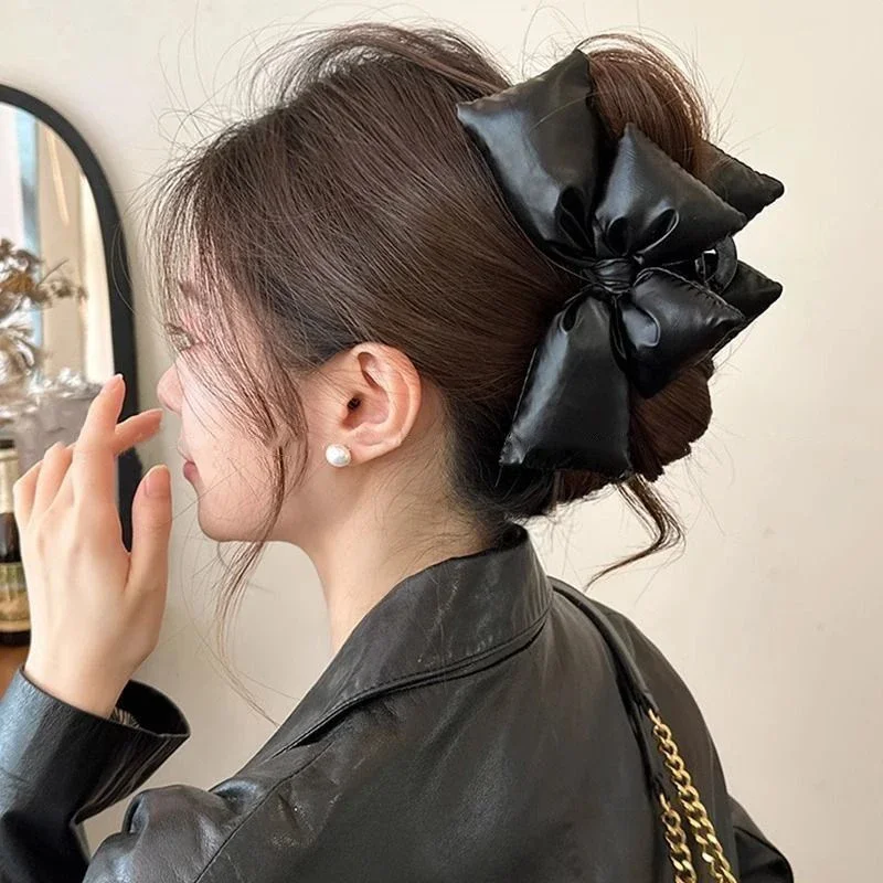 3D Cotton-filled Simple Elegant Bow-knot Clip Large Hair Clip Female Sweet Hair Accessories Korean INS Blogger