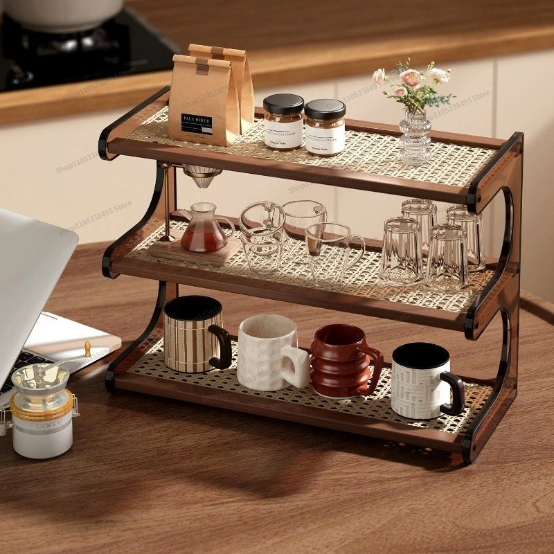 For Storage Rack, Desktop Multi-layer Teacup Set, Coffee Cup, Mug, Water Cup, Side Cabinet, Display Rack