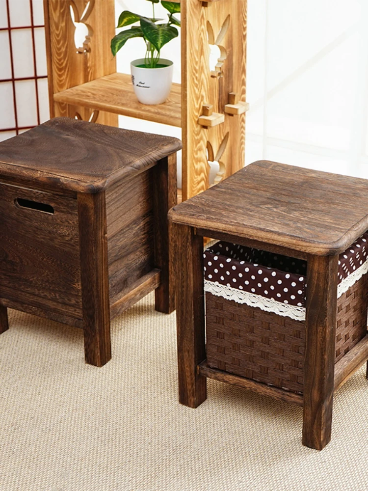 Storage bench storage box can sit shoe stool small size household solid wood storage stool entry shoe stool creative