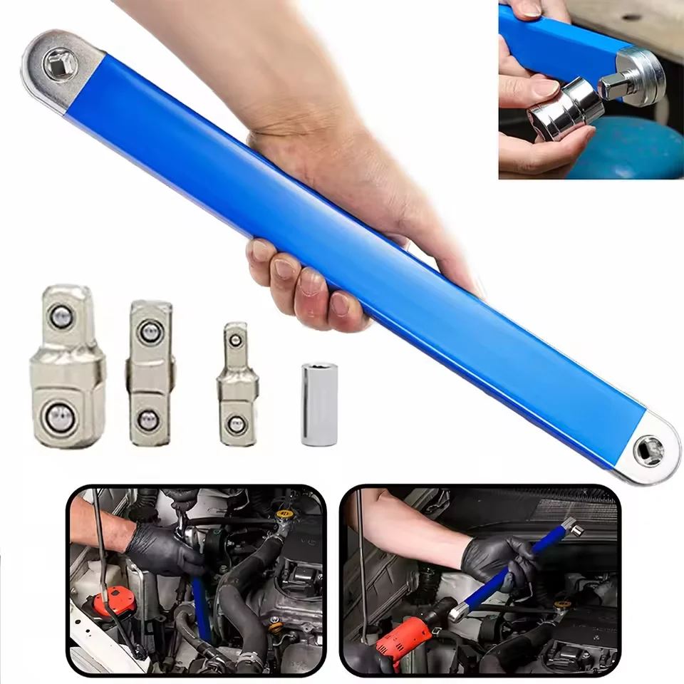 

Offset Extension Wrench 1/2", 1/4" and 3/8" Tight Spaces Extension Tool Professional Ratchet Wrench Multifunctional Hadn Tools