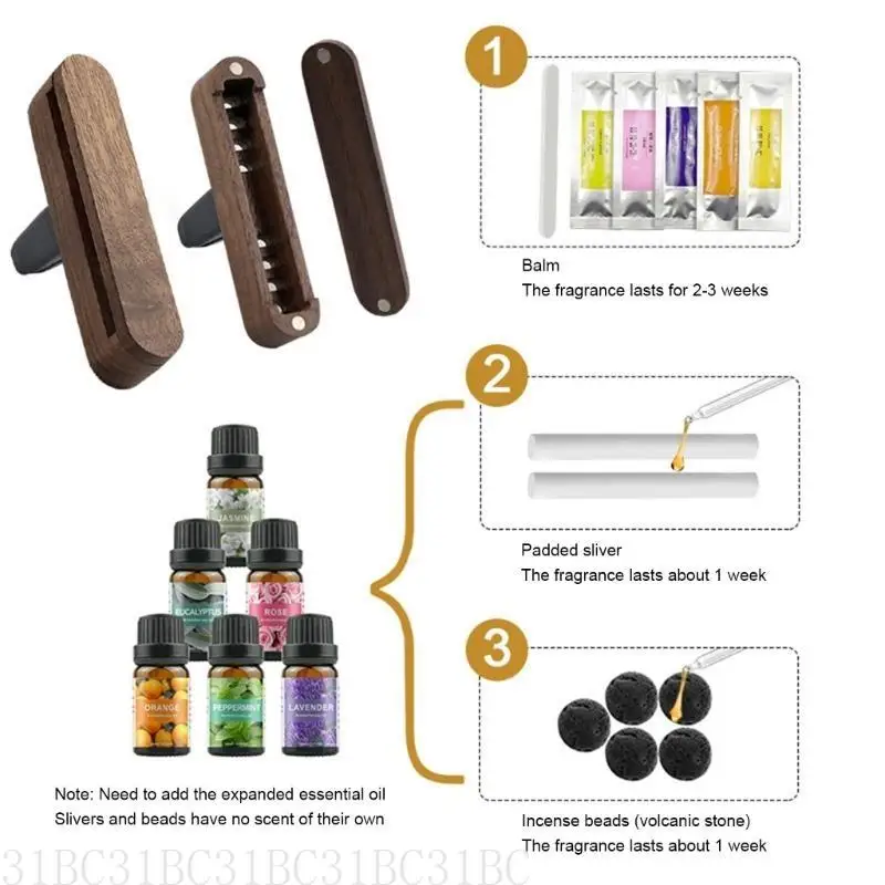 

Long Lasting Wood Car Air Fresheners Vent Clip Designs Car Interior Fragrances for A Natural & Safe Aromatic Journey