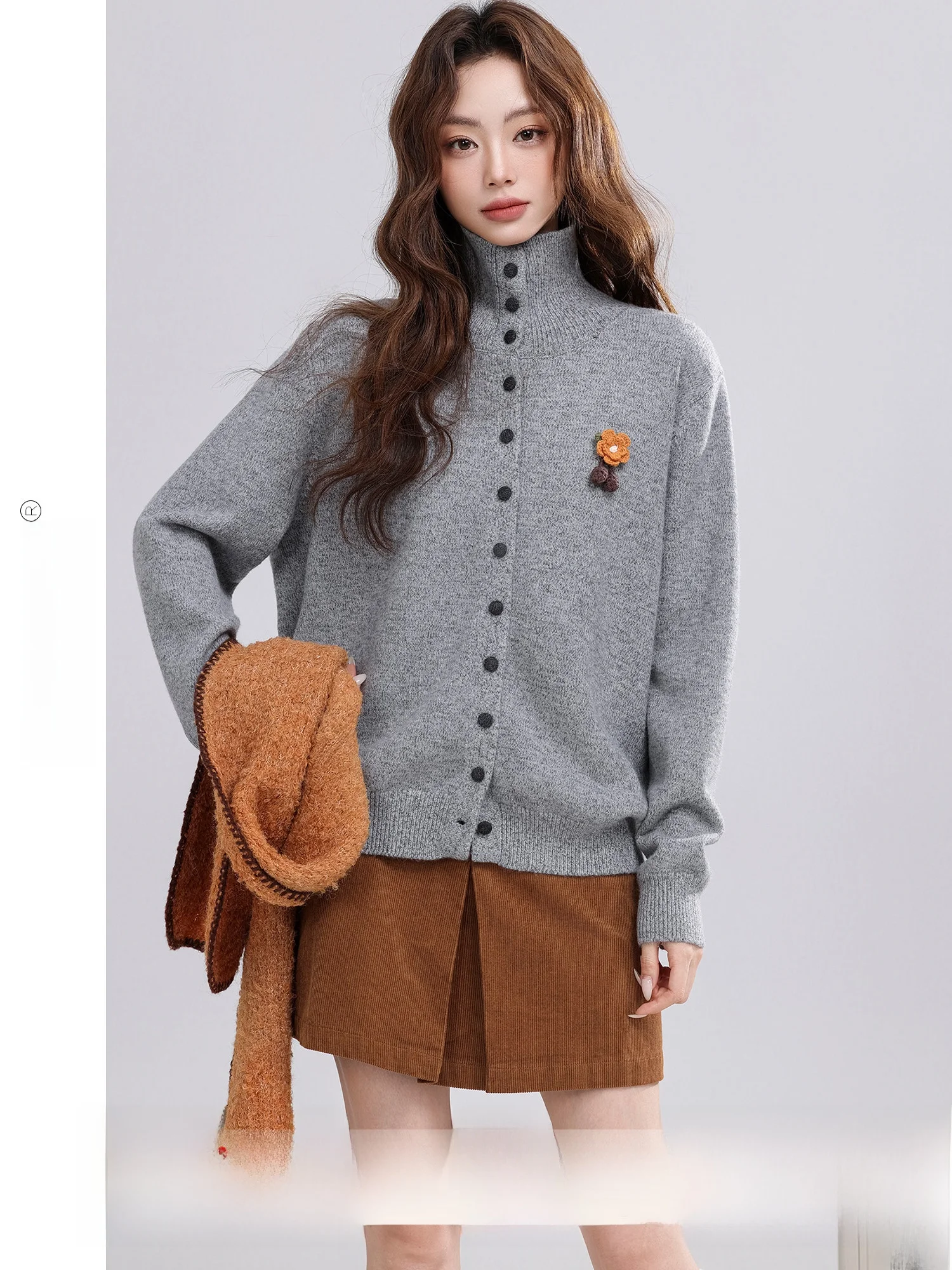 

Soft Cozy High Ne ey Women's Sweater Lazy Sle Winter New Arrival Open Cardigan Top Vintage Loose Fit Long Sve