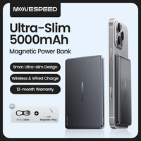 MOVESPEED S05 Magnetic Power Bank 5000mAh Slim Wireless External Batteryfor MagSafe Powerbank for iPhone 16 15 14 13 Samsung 24