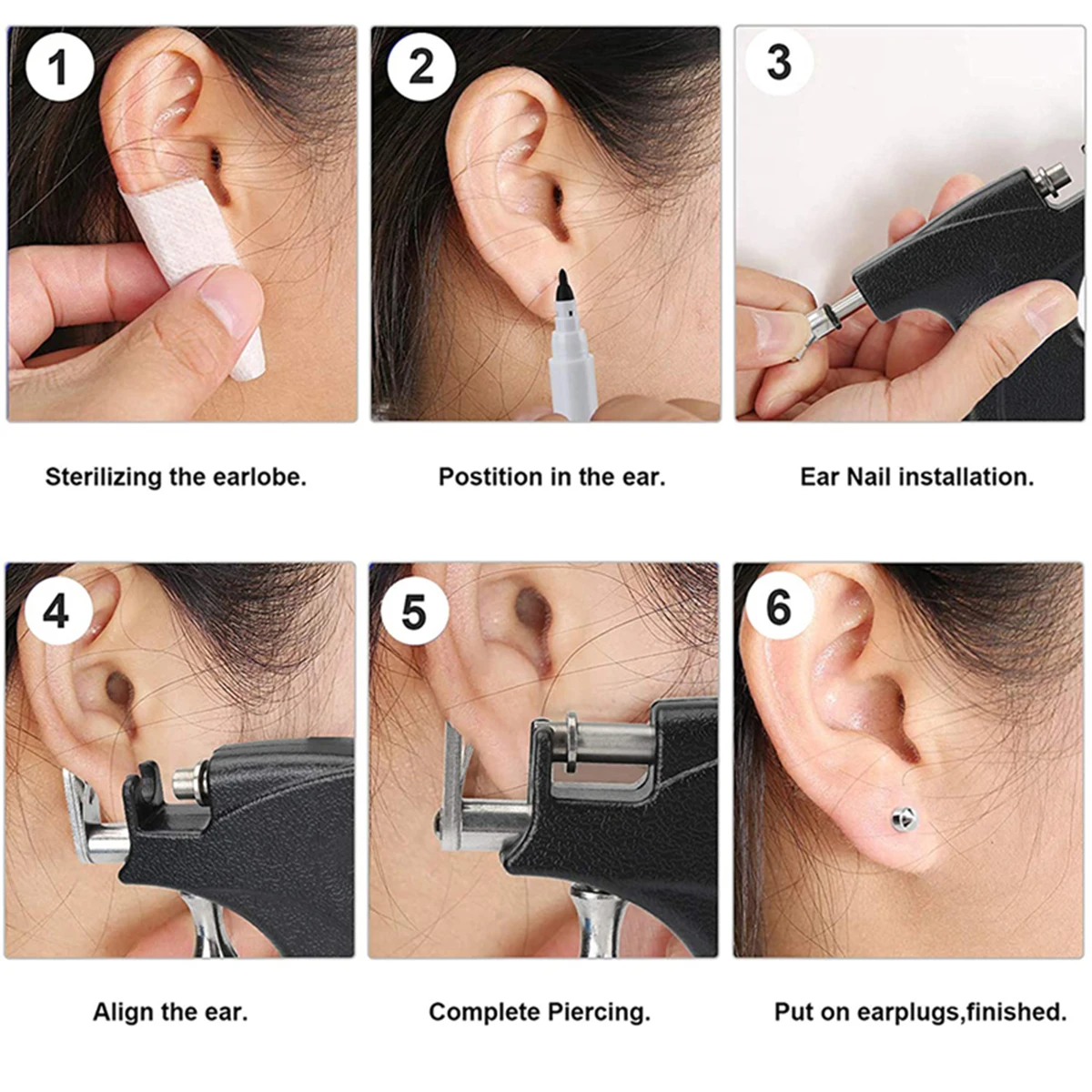 Professional Ear Piercing Gun Use for 4mm Top Stud Earring Ear Piercing Tool