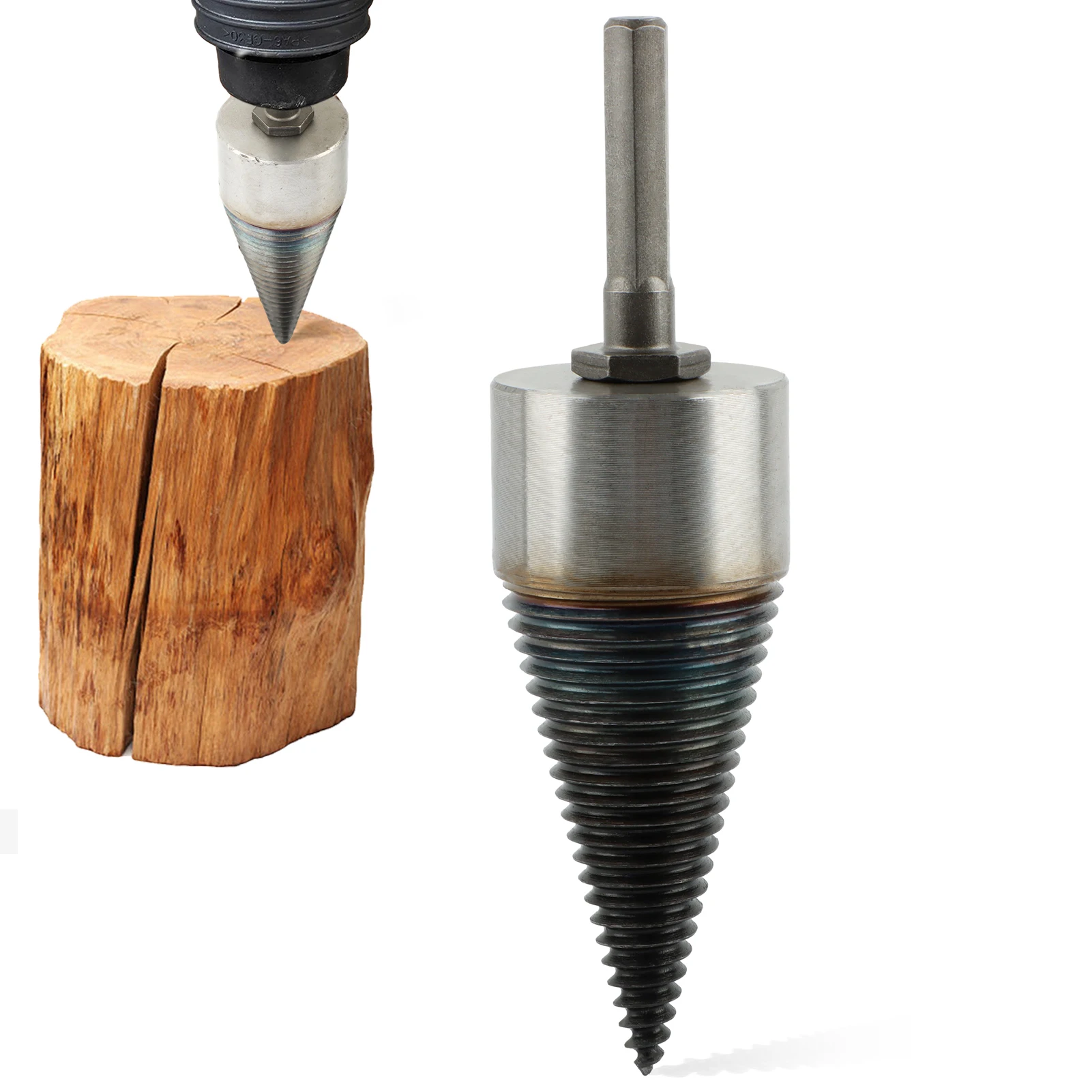 

Drill Bit Cutting Farm Heavy Duty Hexagonal Shank Screw Cone Firewood Wood Splitter Carbon Steel Professional High Speed Outdoor