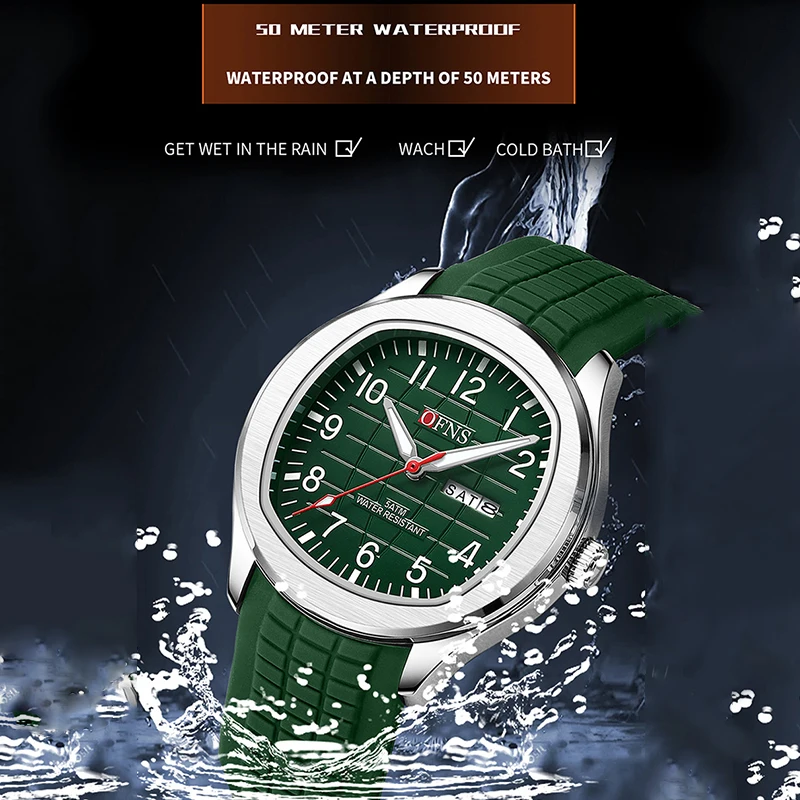 OFNS Fashion Watch For Men Military Sports Waterproof Quartz Watches Classic Grenade Dial Silicone Strap Wristwatch Relogio