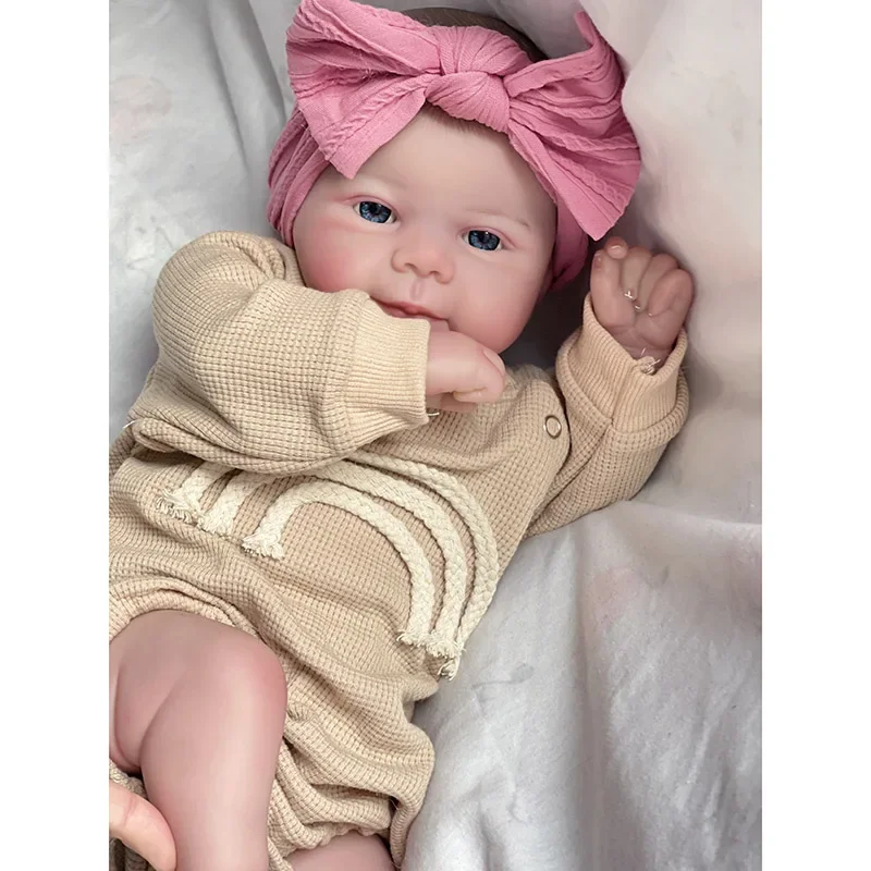 Nouveau 18 pouces pleine vinyle Juliette Reborn poupée fille fabriqué à la main doux au toucher mignon bébé jouet, les arcs sont envoyés au hasard