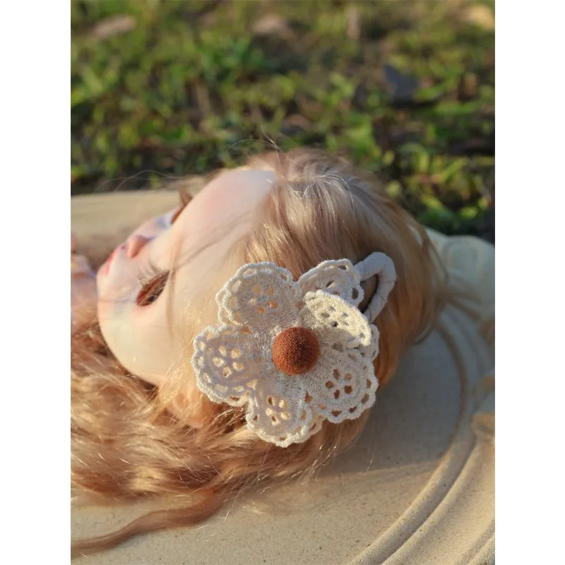 Retro Weißer Spitzenkopfwickel Kopftuch Haarspange Dekoration für Blythe-Spielzeugfiguren Zubehör DIY – Detail 5