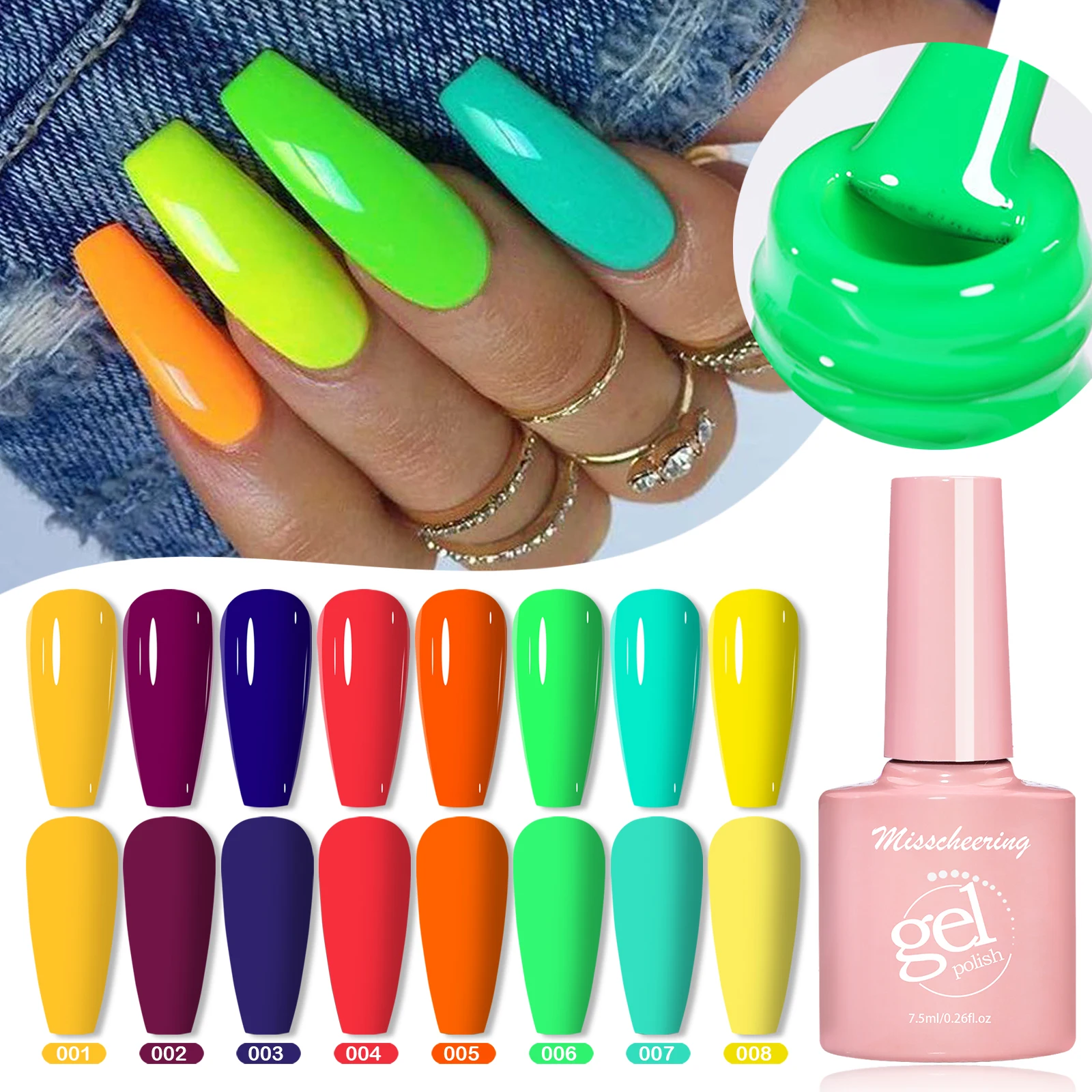 طلاء أظافر جيل متوهج في الظلام نيون نيون ، جل بإضاءة الأشعة فوق البنفسجية ، ورنيش شبه دائم ، قابل للإزالة ، أدوات تزيين الأظافر بنفسك ،